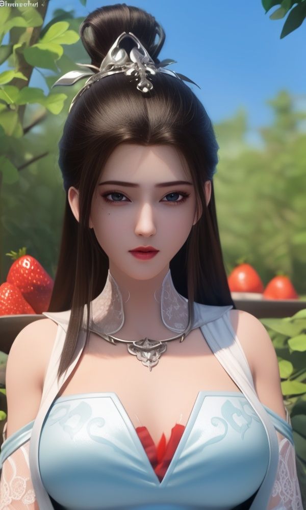 (,1girl, ,best quality, )<lora:337-DA-仙武传-姬凝霜:0.8>,, ,masterpiece, (( , )),, realistic,science fiction,mole, ultra realistic 8k cg, ,tamari \(flawless\),   ,cleavage,strawberry blossoms,lace , (()), (),