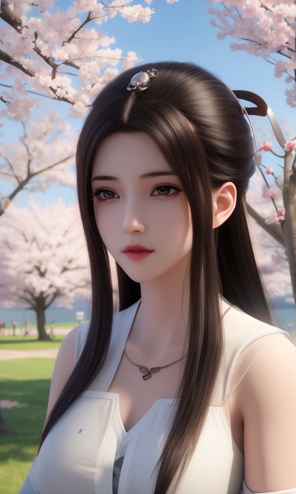 (,1girl, ,best quality, )<lora:337-DA-仙武传-姬凝霜:0.6>,masterpiece, (( , )),, realistic,science fiction,mole, ultra realistic 8k cg, ,tamari \(flawless\),   ,outdoors, sun,sunlight, cherry blossoms,      (()), (),