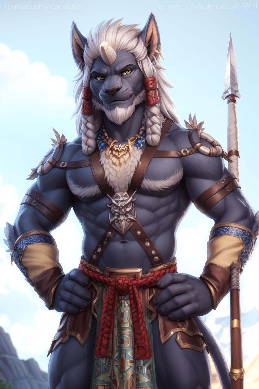 kimahari,  muscular male,  yellow eyes on Tensor.Art