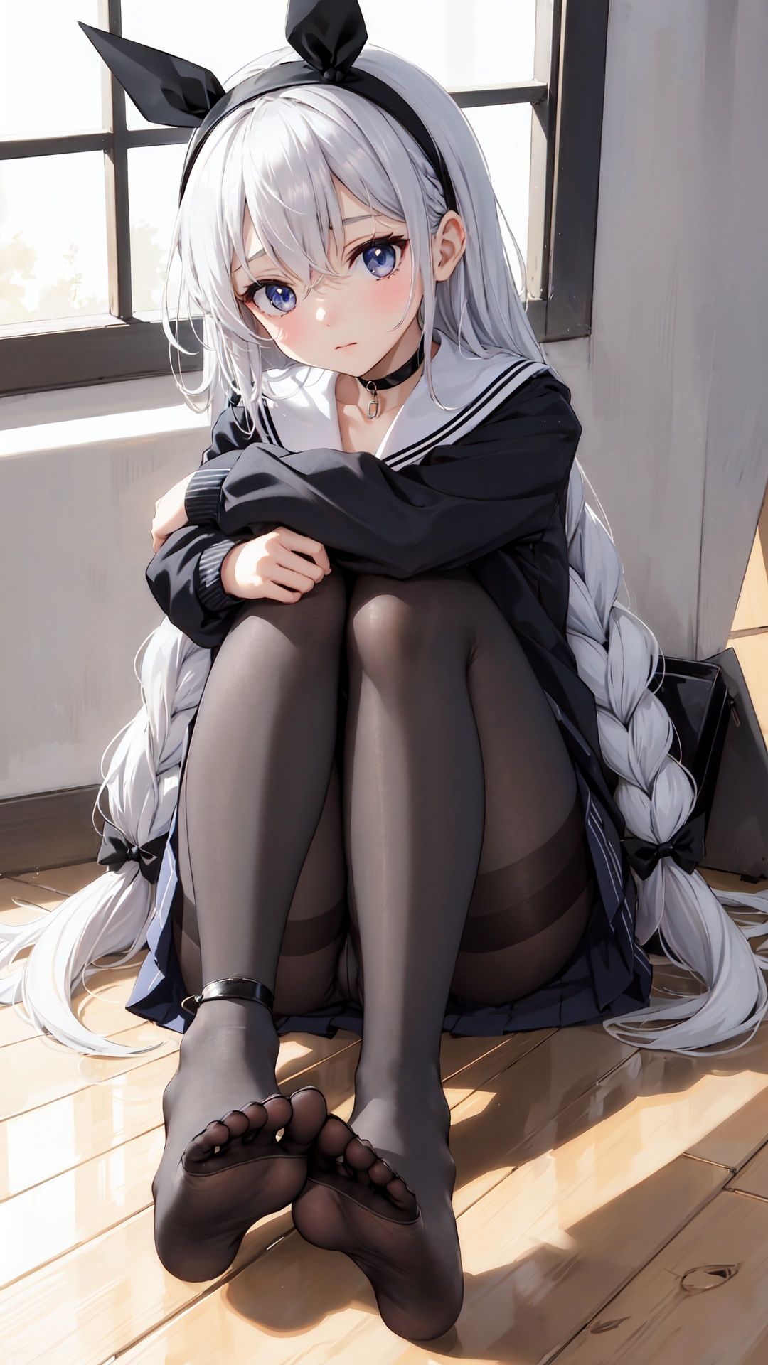 1girl,  pantyhose,  feet on Tensor.Art