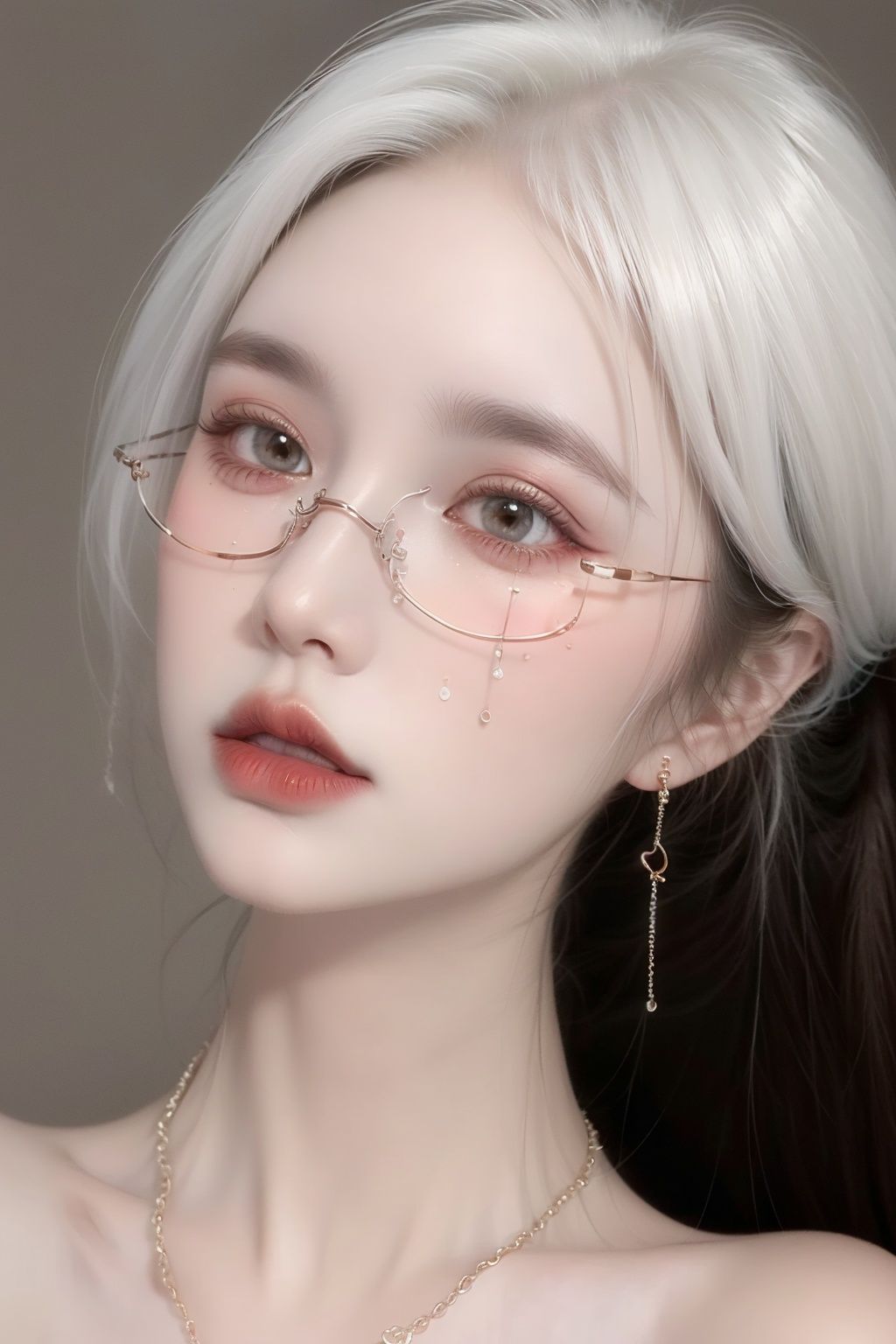 A girl,  long white hair,  flowing hair on Tensor.Art