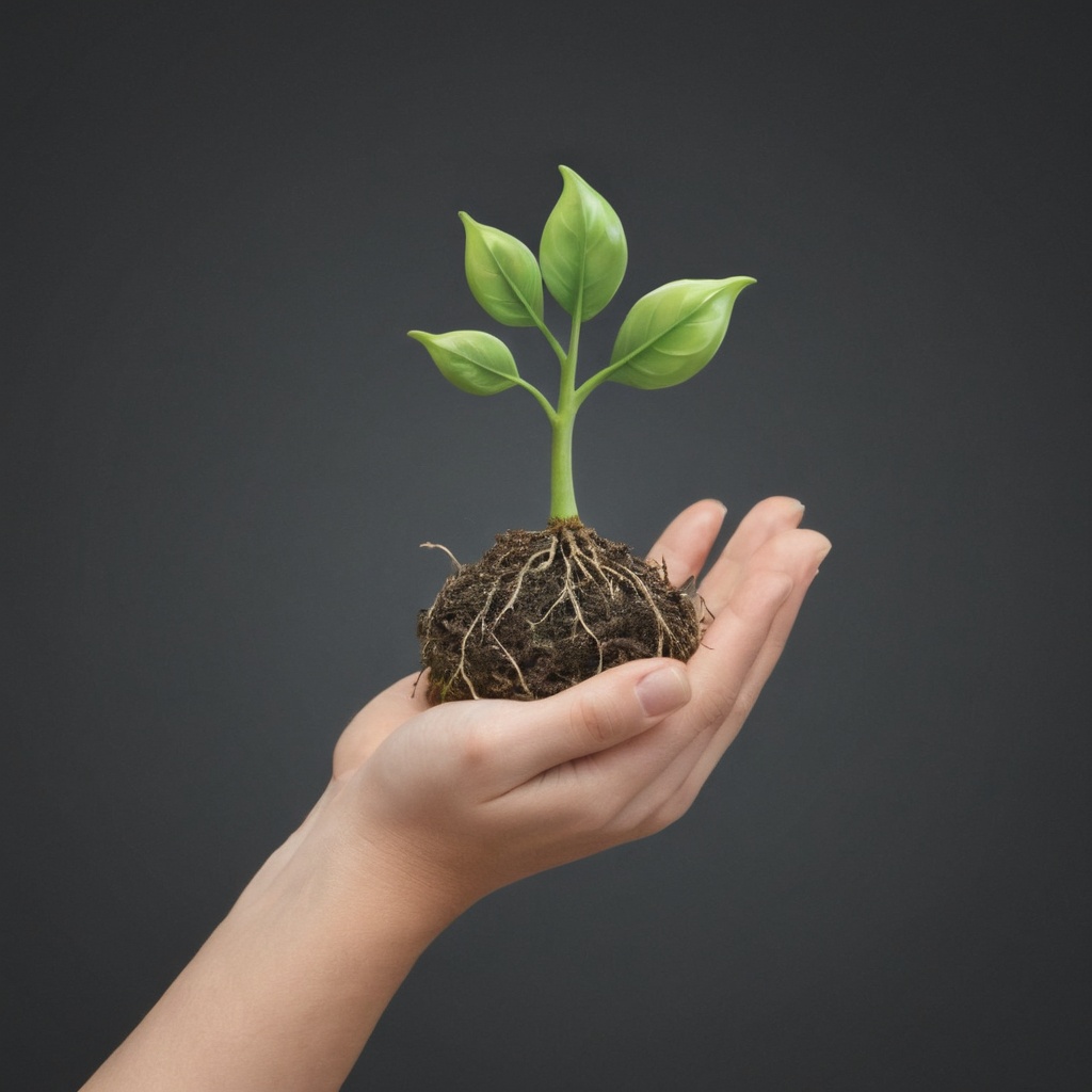 logo of a carefully holding an ascending sprout,  LOGO on Tensor.Art