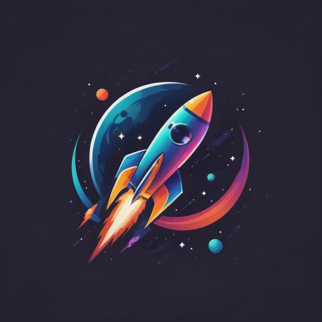 A logo for a space travel company,  launching rocket,  space-themed on Tensor.Art