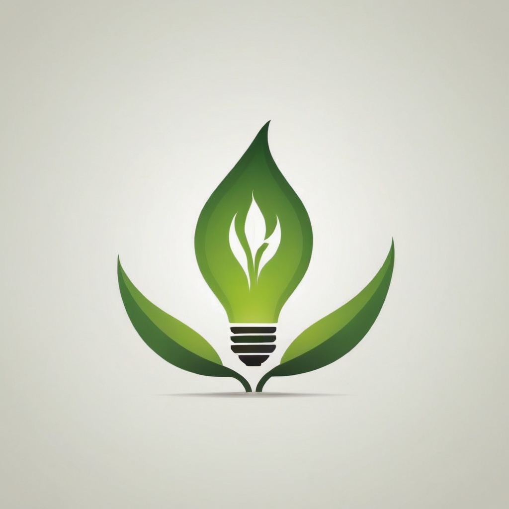 A logo for a green enrgy company,  leaf,  bulb on Tensor.Art