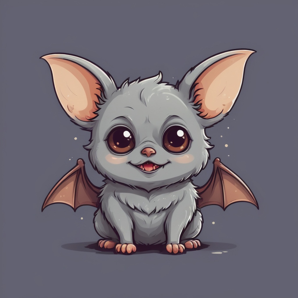 Excellence masterpice T-shirt design illustration of of a cute fluffy bat,  sharper,  clean lines on Tensor.Art