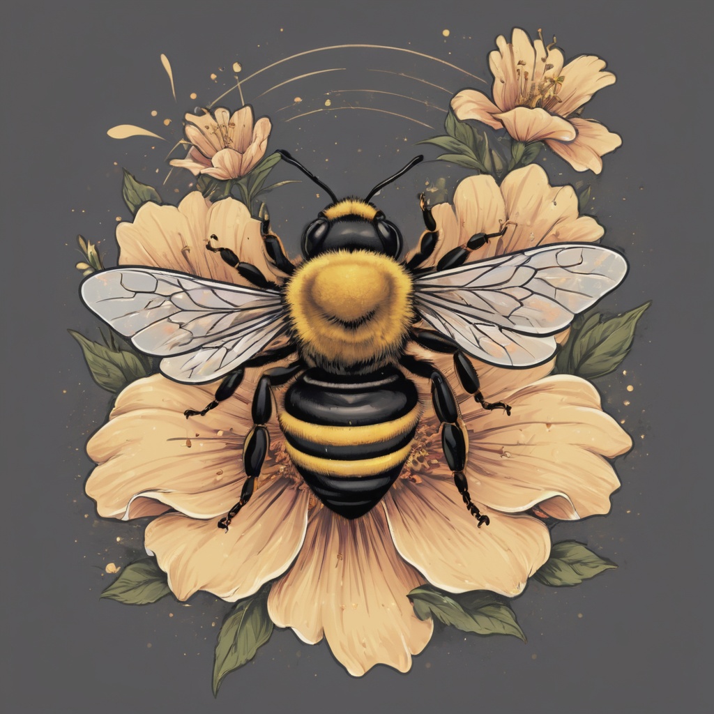Excellence masterpice T-shirt design illustration of of a bee in a flower,  sharper,  clean lines on Tensor.Art