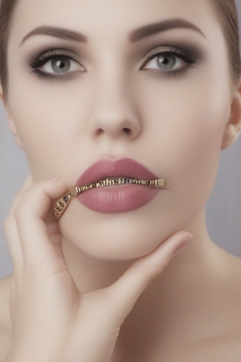 Woman,  closed mouth zipper,  hand on chin on Tensor.Art