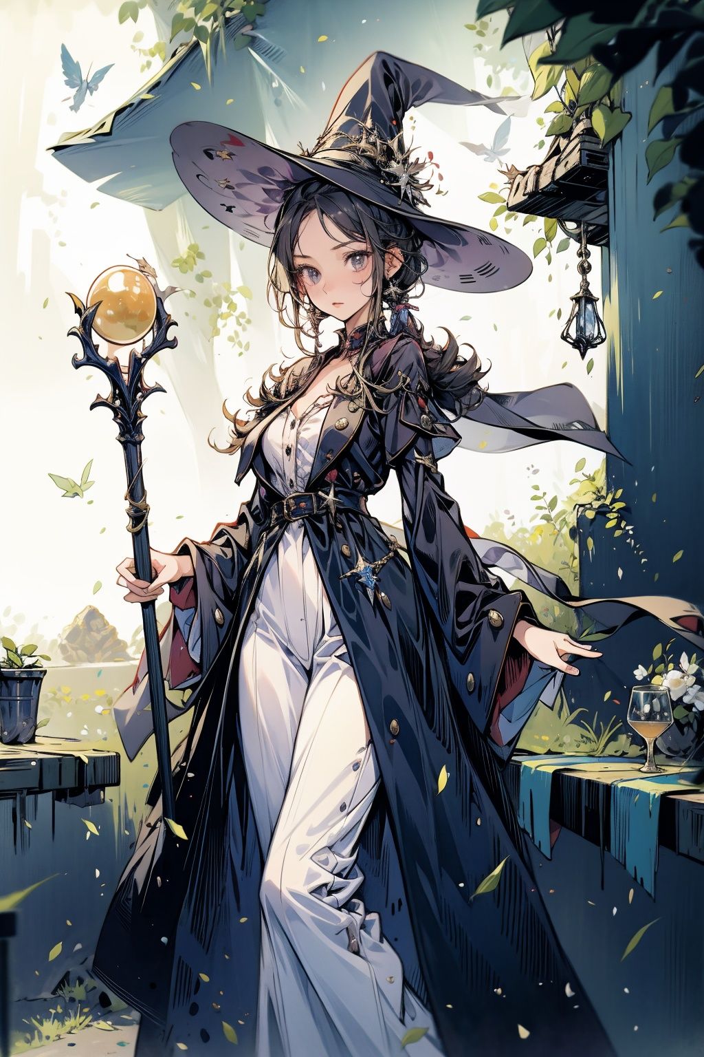  absurdres,incredibly absurdres,reality,realistic,,(solo:1.2),1girl,full_shot,magician,Wand,Landscape wallpaper style