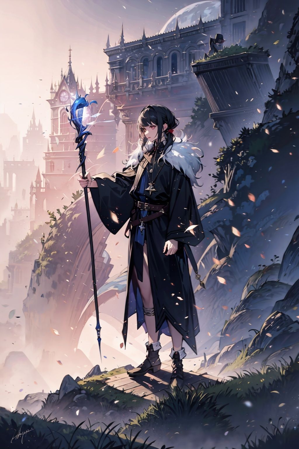  absurdres,incredibly absurdres,reality,realistic,,(solo:1.2),1girl,full_shot,magician,Wand,Landscape wallpaper style