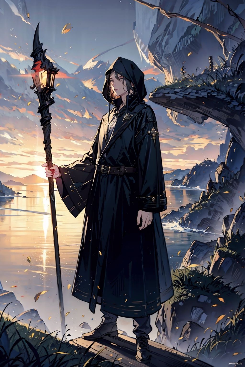  absurdres,incredibly absurdres,reality,realistic,,(solo:1.2),1girl,magician,Wand,Landscape wallpaper style