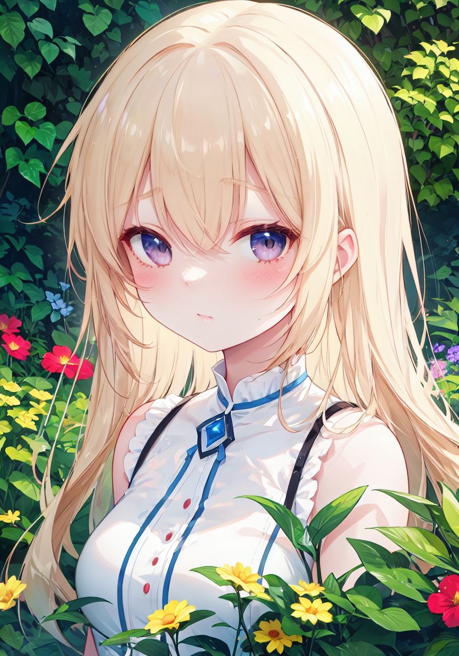(detailed light), (an extremely delicate and beautiful), volume light, best shadow, flash, Depth of field, dynamic angle, Oily skin, 1 girl, upper body, Garden background