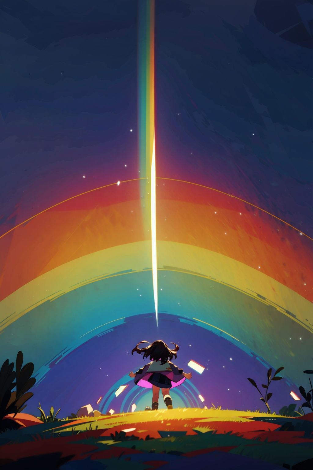  absurdres,incredibly absurdres,reality,realistic,,(solo:1.2),1girl,full_shot,,zgct color,Energetic girl, MG_ip,rainbow,Bifrost