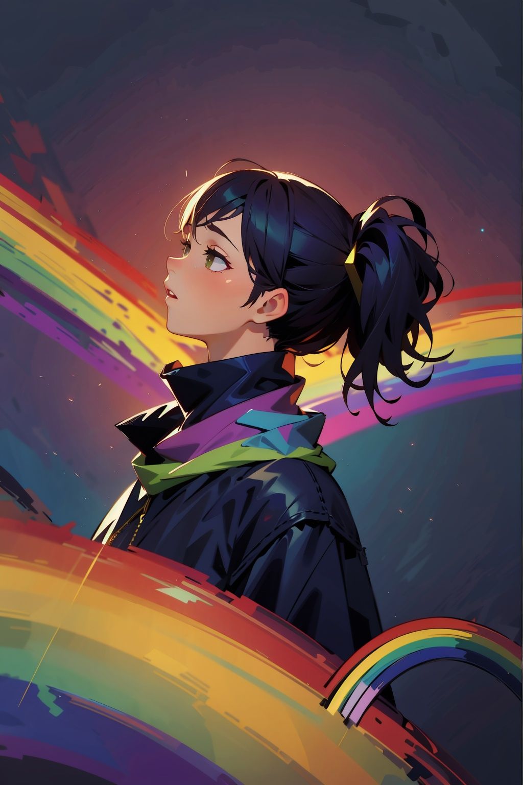  absurdres,incredibly absurdres,reality,realistic,,(solo:1.2),1girl,full_shot,,zgct color,Energetic girl, MG_ip,rainbow,Bifrost