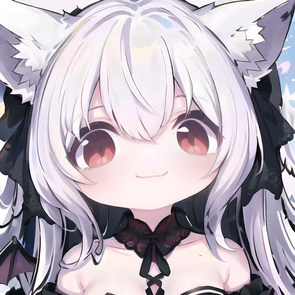 (masterpiece),best quality,highres,stunning art,beautifully painted,colorful,soft lighting,(rim light:1.2),bface,meme,portrait,,solo,1girl,,vampire,wings,(bat_wings),white fox tail,(white fox ears:1.2),(black rose:0.8),long hair,white hair,Oil brighten hair,deep red eyes,smile,medium breasts,cleavage,gothic_lolita,frilled dress,(clothes red lace-up:1.4),(lace-up clothes from bust to skirt),black skirt,off shoulder,black elbow gloves, <lora:bface-000017:1>