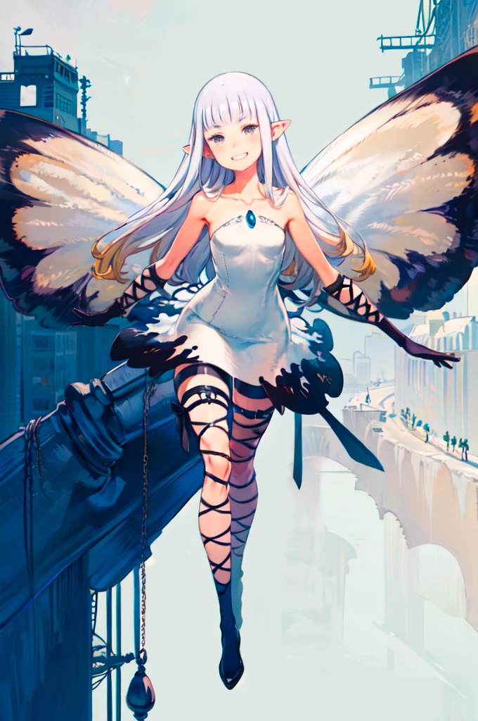evil grin,  white hair,  gradient hair on Tensor.Art