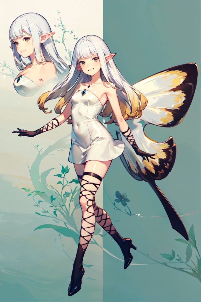evil grin,  white hair,  gradient hair on Tensor.Art