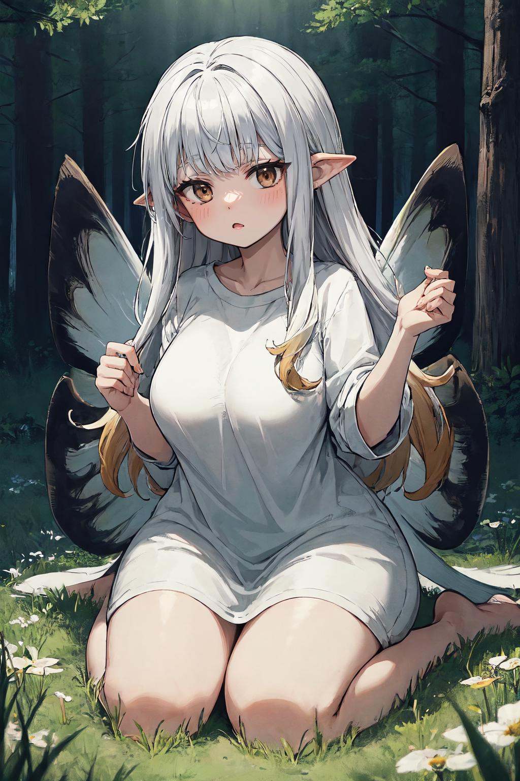 white hair,  gradient hair,  long hair on Tensor.Art