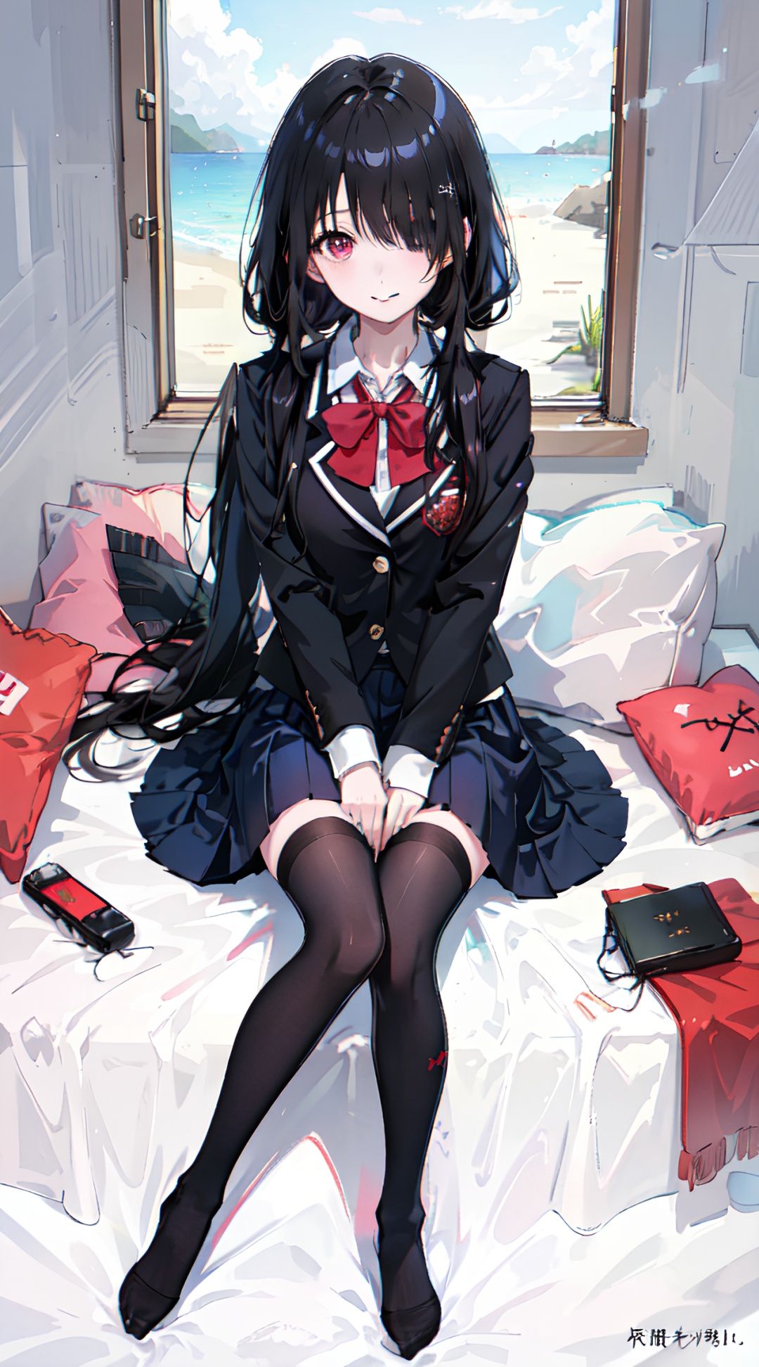 1girl,  black hair,  black legwear on Tensor.Art