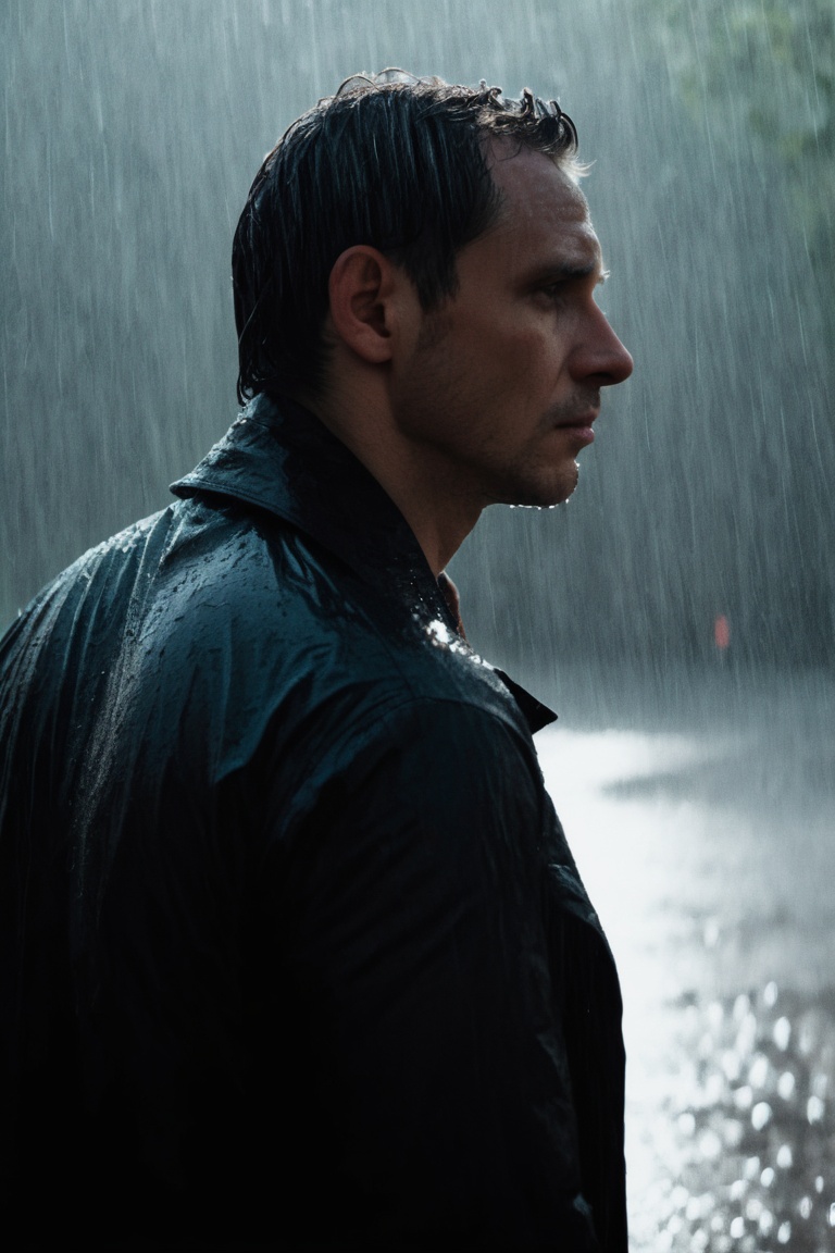 cinematic RAW photo of a man standing in the rain | Natural Light,  | high definition,  super detailed on Tensor.Art