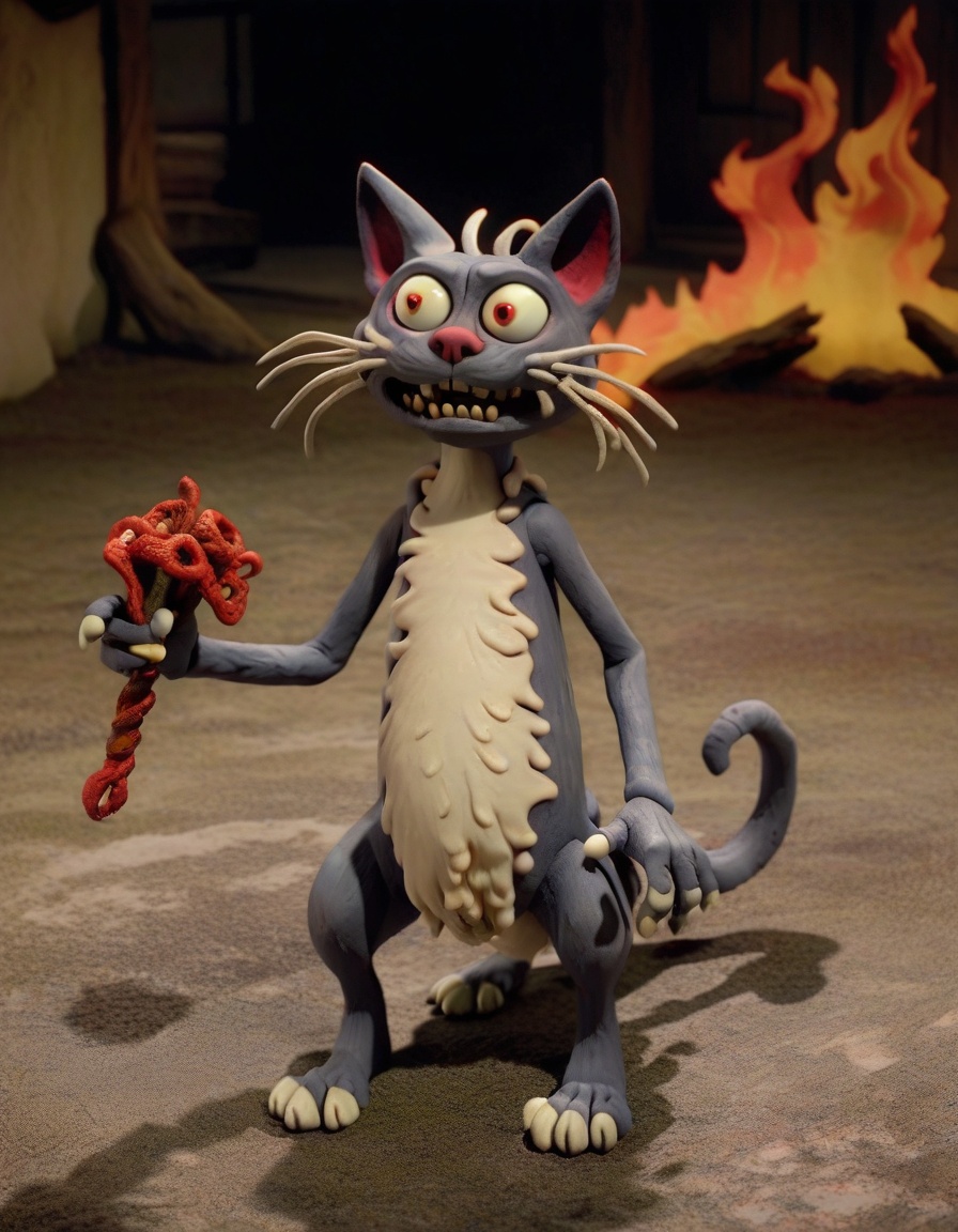 claymation,  Kasha: Corpse-eating cat,  Cat-like on Tensor.Art