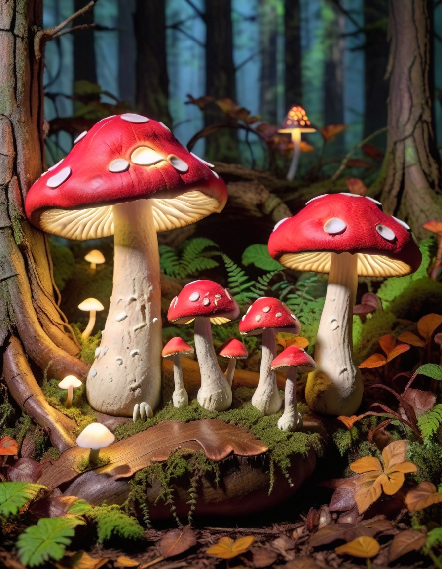 claymation,  Mushroom Forest: Giant toadstools,  friendly critters on Tensor.Art