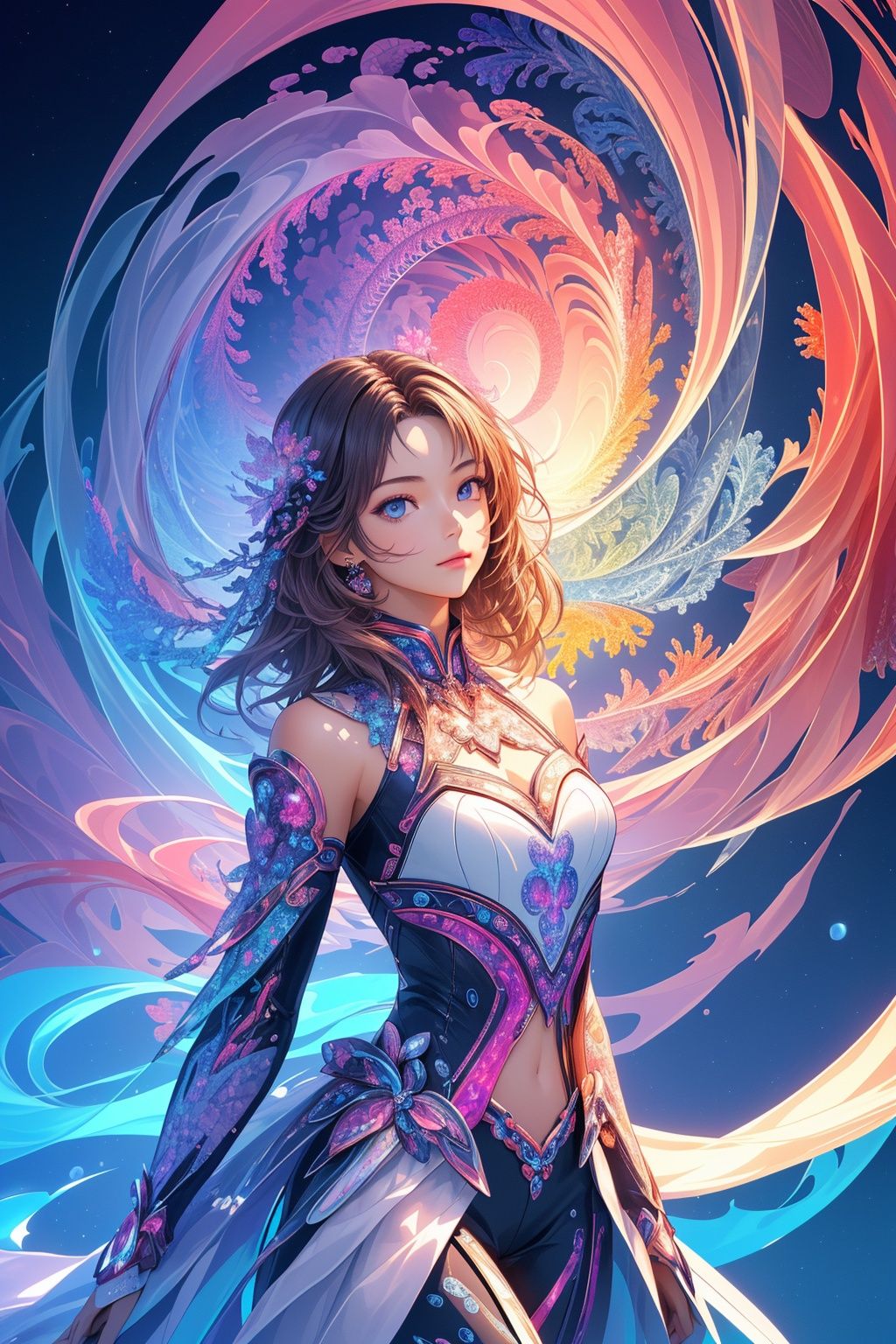 (masterpiece, top quality, best quality, official art, beautiful and aesthetic:1.2),(1girl),extreme detailed,(fractal art:1.3),colorful,highest detailed,