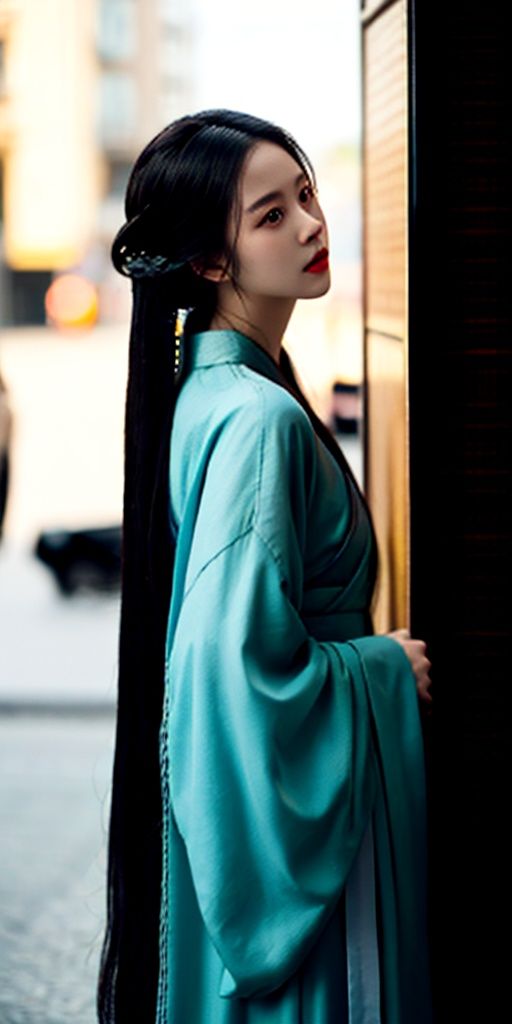  solo, highly detailed, cinematic highlight hair, (best quality), ((masterpiece)),1girl, black hair, long hair, black eyes, realistic,1girl,hanfu