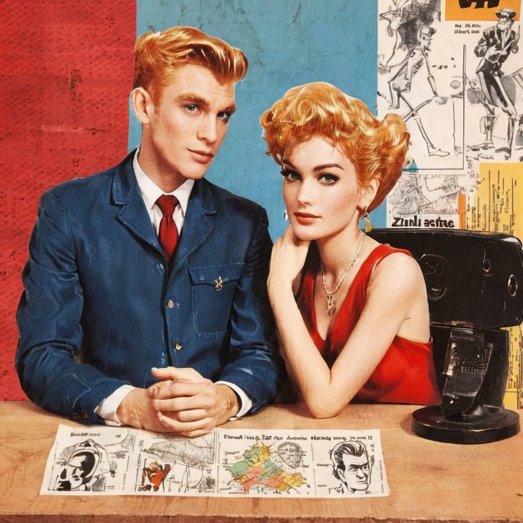 aw0k collage,  belgian comic strips,  spirou on Tensor.Art