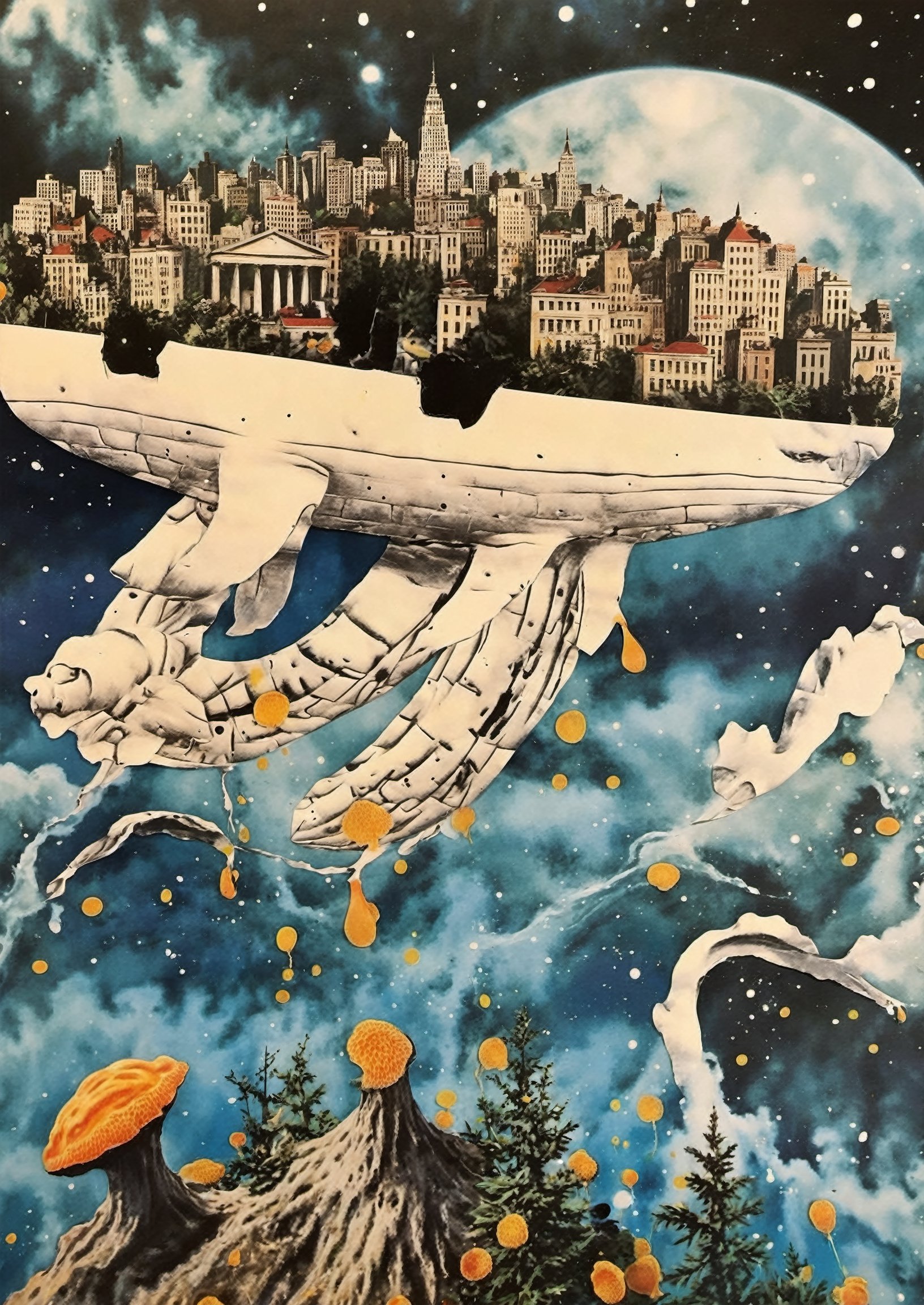 (masterpiece,  best quality),  A dreamlike scene with a winged whale swimming in a sea of melted clocks on Tensor.Art