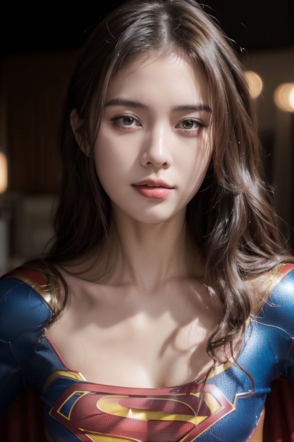  MiJu, MiJu girl, Best quality, masterpiece, ultra high res, (photorealistic:1.4), Ray tracing, Cinematic Light, dark light,
ultra-real fine skin texture, milk-like skin, super detailed skin texture, beautiful and delicate face, finely detailed beautiful eyes,

16yo girl, solo, (supergirl, Mecha, white curly hair:1.3), looking at viewer, one arm up, 
 fluffy and Dense absurdly hair, (very long white curly hair),

(collarbone, cleavage, (thin waist, Tall, slender)),