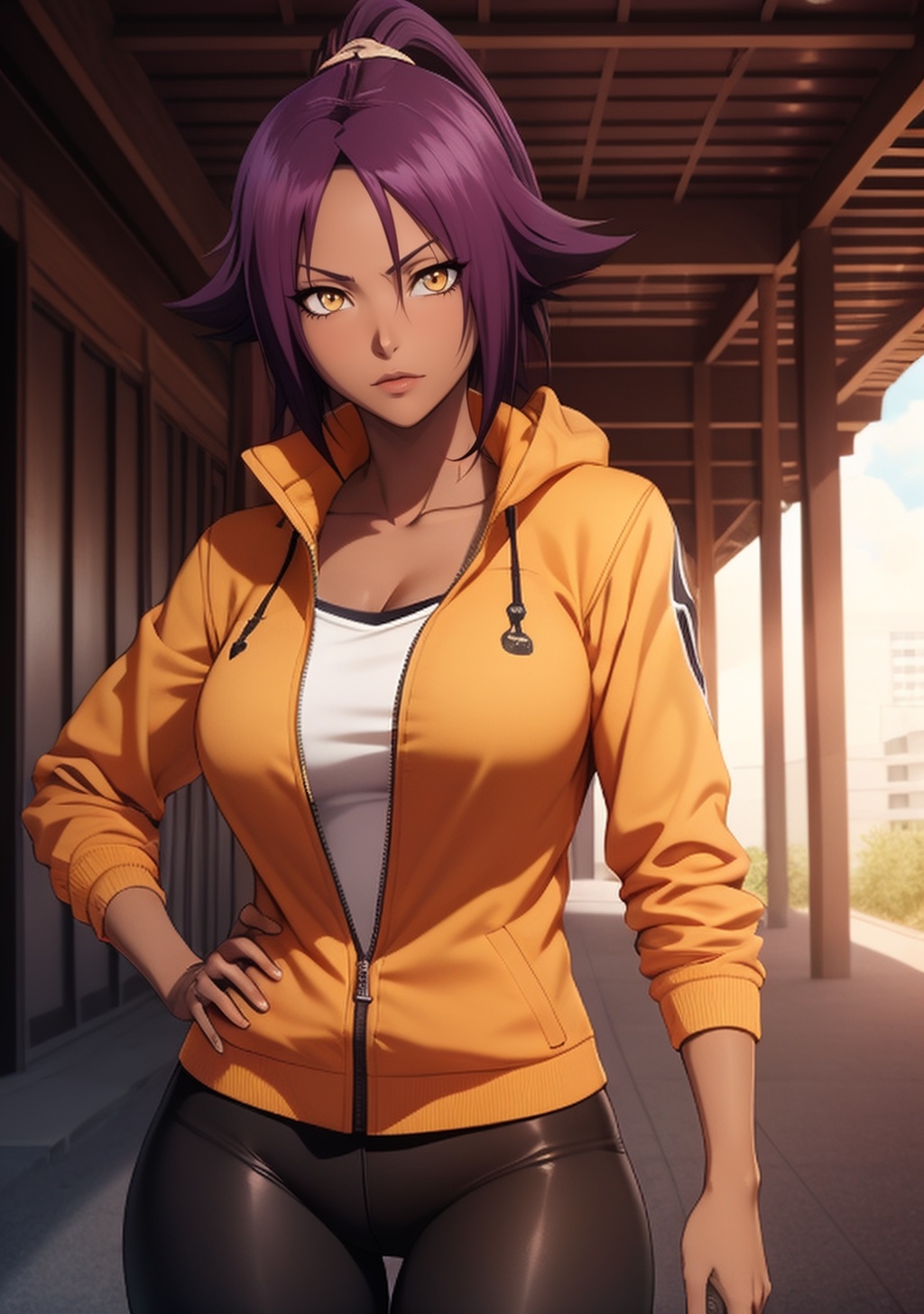 1girl,  Yoruichi_Bleach,  yellow eyes on Tensor.Art