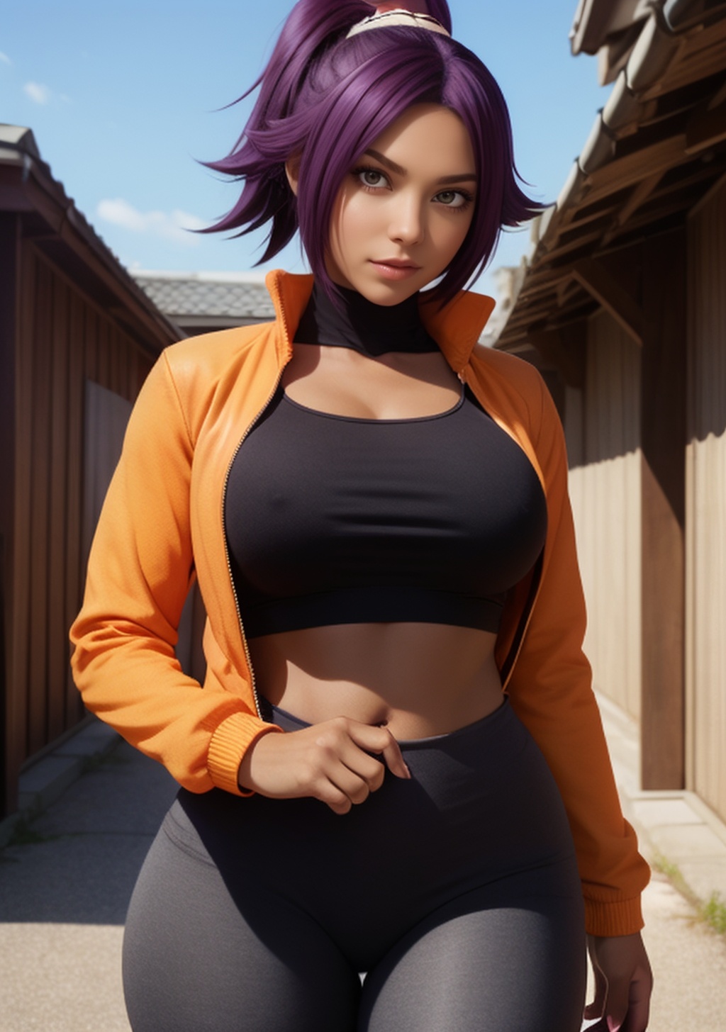 1girl,  Yoruichi_Bleach,  yellow eyes by daniel20019 on Tensor.Art