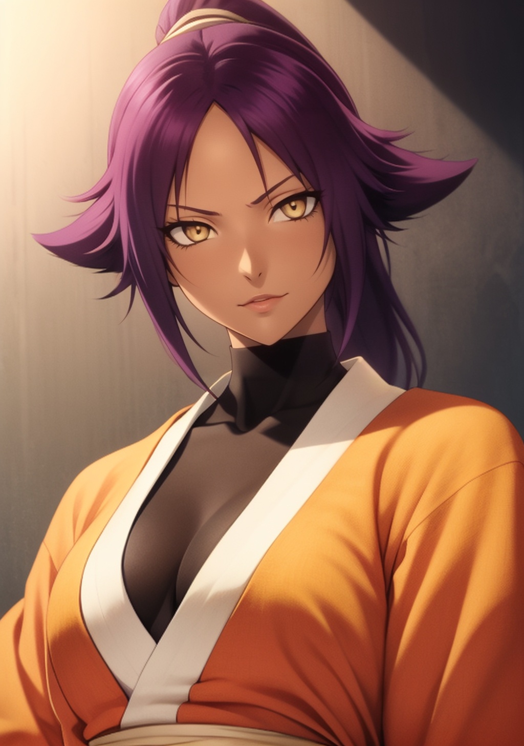 1girl,  Yoruichi_Bleach,  yellow eyes on Tensor.Art