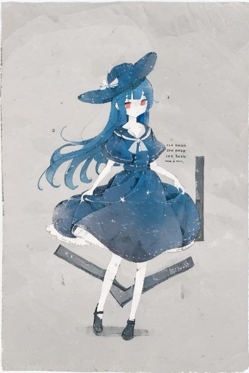 masterpiece, best quality, official art, 1girl, brush \(medium\), BREAK White (square:1.4) (borders:0.8), (expressive lettering, lettering art, expressive styles, unique design:1.4), (calligraphy, creative typography:1.1), , sigma 14mm, vanishing point, face-to-face, drop shadow, carousel, , hinanawi tenshi, blushing, frown, red eyes, glowing eyes, tsundere, hat, peach, blue hair, long hair, (full body), sweet girl, tuya,lowsaturation