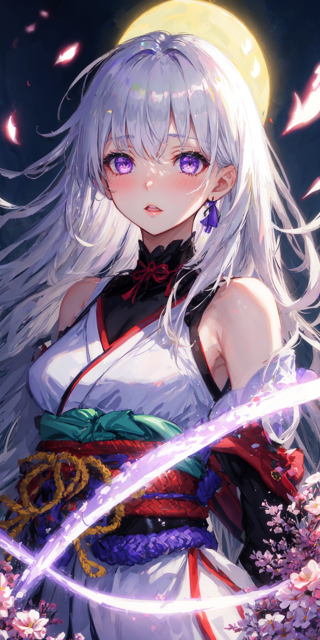 1girl,  white hair,  purple eyes on Tensor.Art