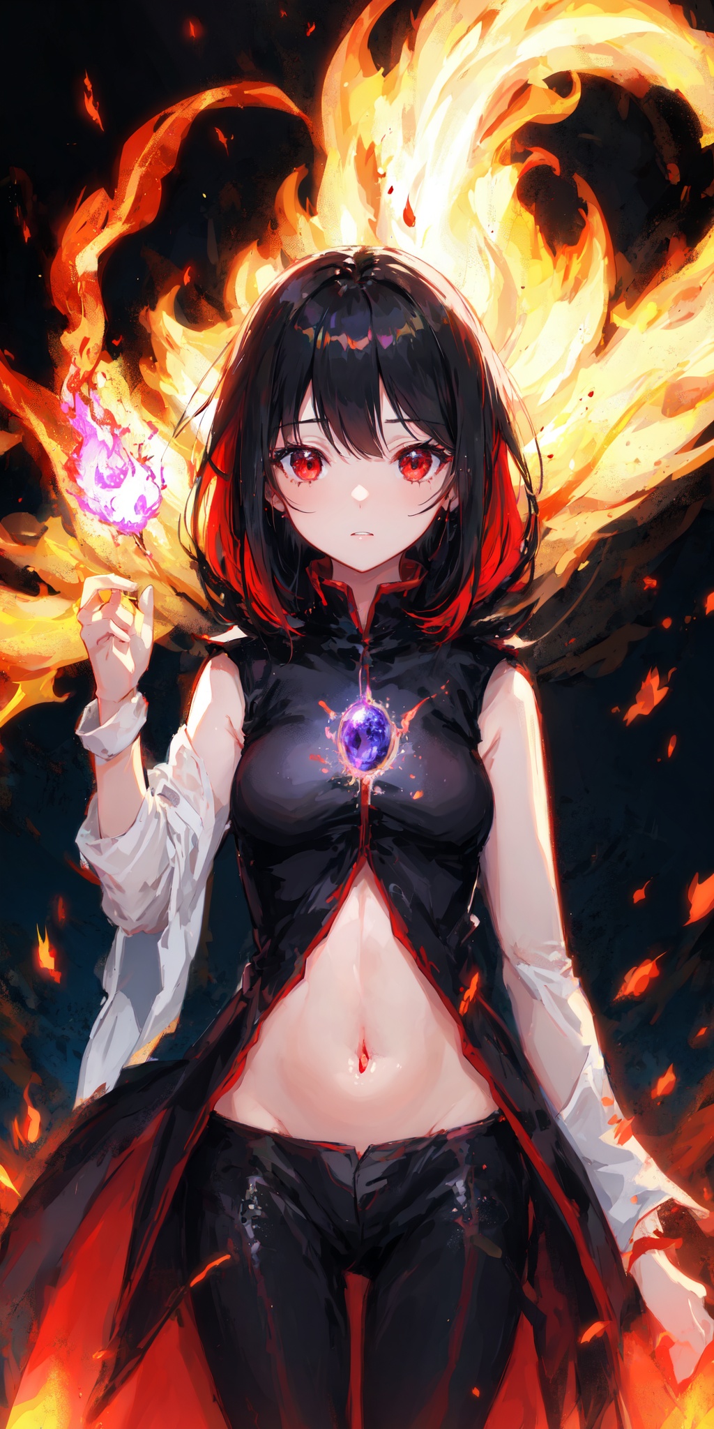 1girl,  black hair,  red eyes on Tensor.Art