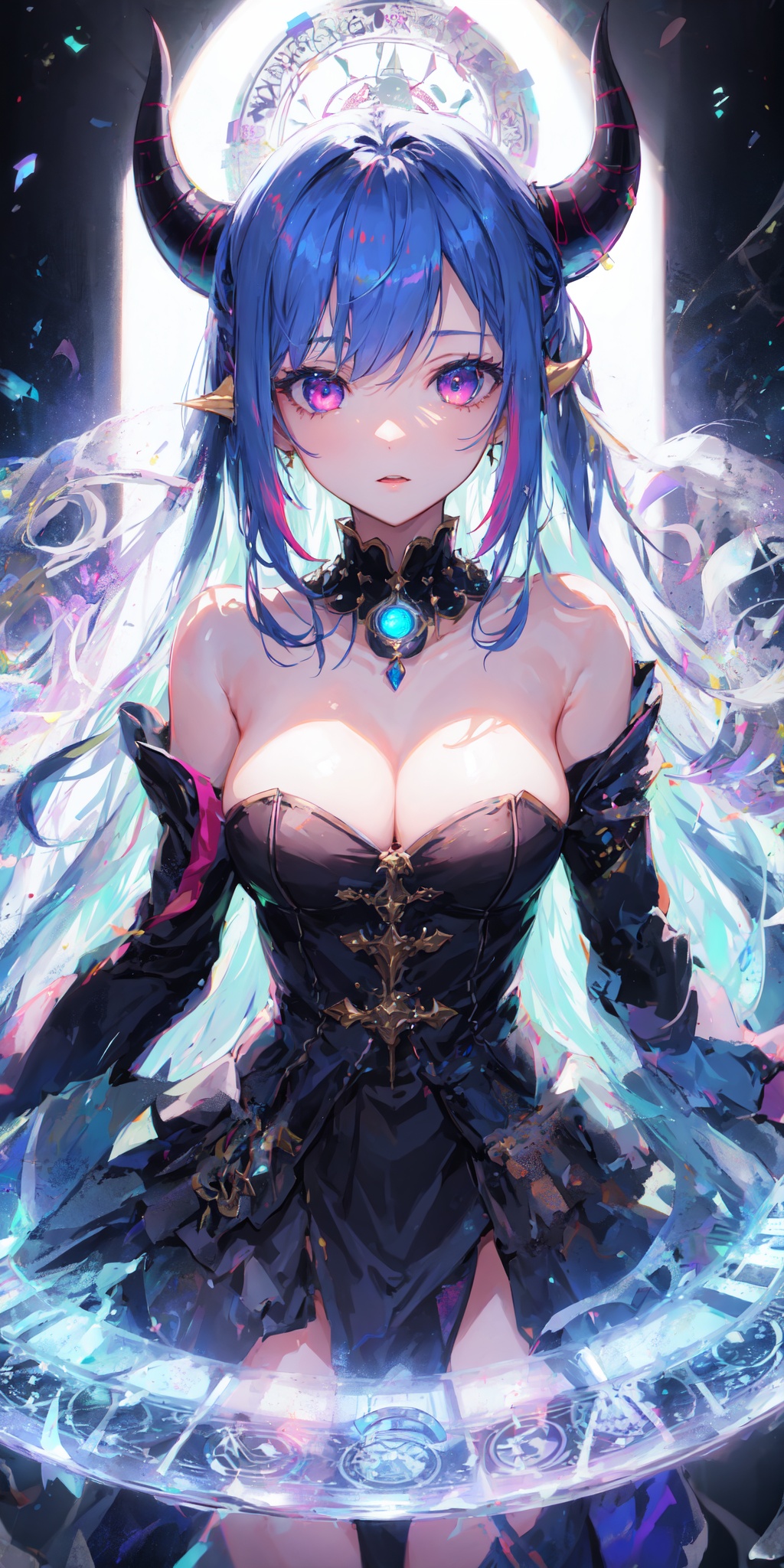1girl,  blue hair,  horns on Tensor.Art