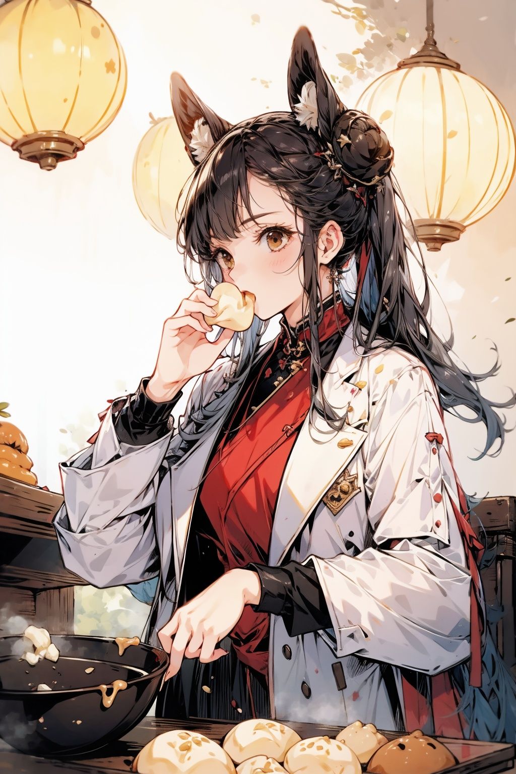  absurdres,incredibly absurdres,reality,realistic,,(solo:1.2),1girl,full_shot,Eating steamed buns,steamed stuffed bun,