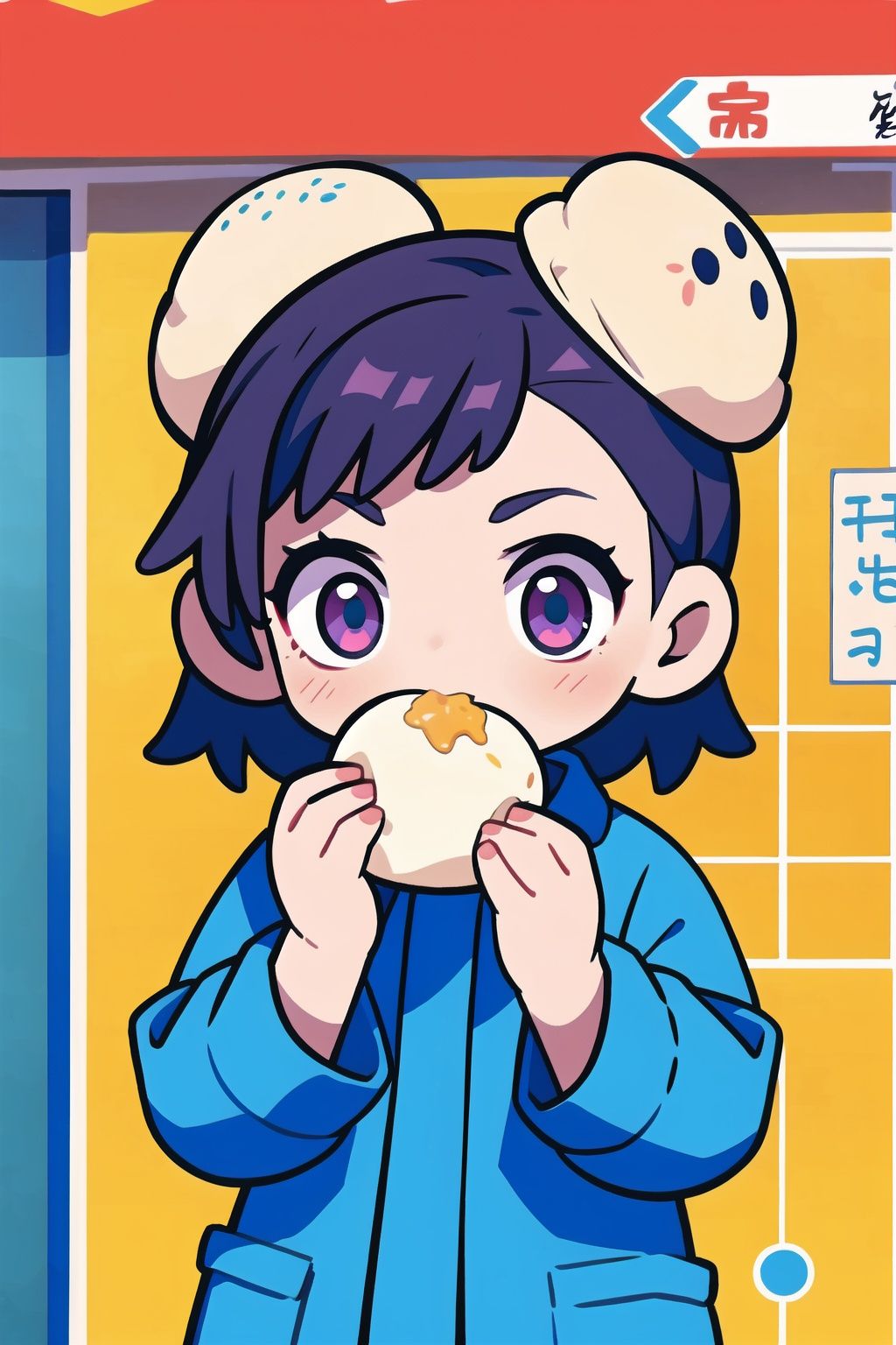  absurdres,incredibly absurdres,reality,realistic,,(solo:1.2),1girl,full_shot,Eating steamed buns,steamed stuffed bun,