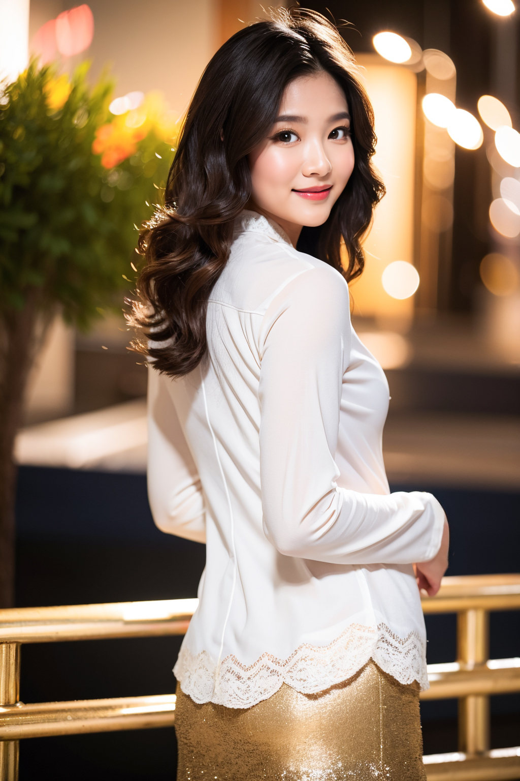 woman,  medium wavy hair,  smile on Tensor.Art