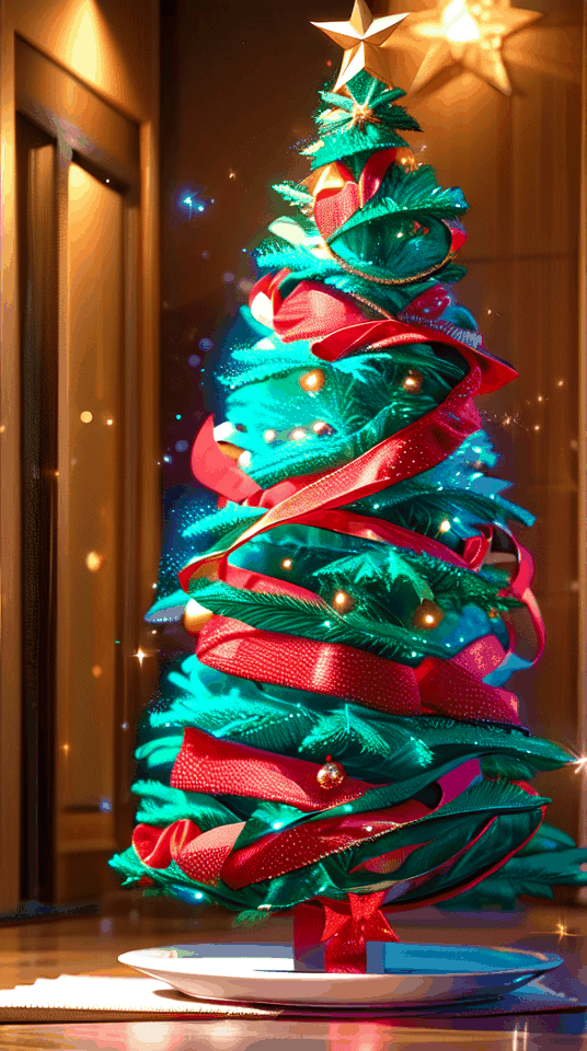 High definition,  4K,  colorful rotating Christmas tree on Tensor.Art