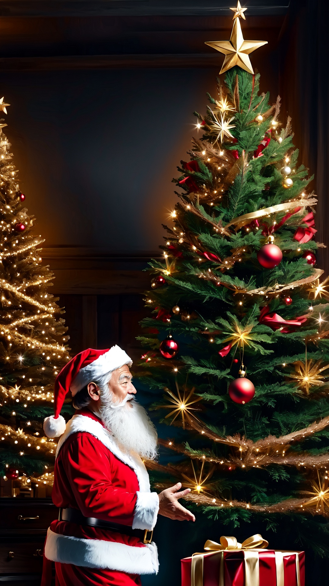 Santa Claus and Christmas tree on Tensor.Art