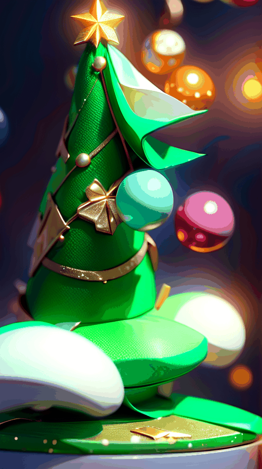 Colorful rotating Christmas trees and Christmas cakes,  and money rain in the sky on Tensor.Art