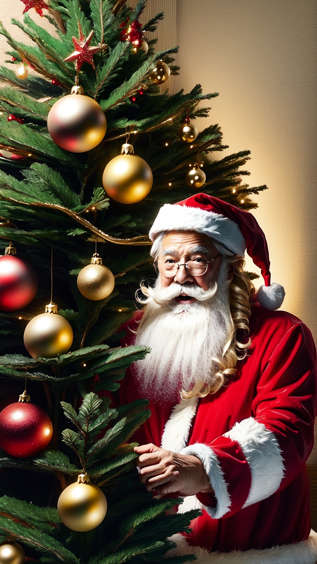 Santa Claus and Christmas tree on Tensor.Art