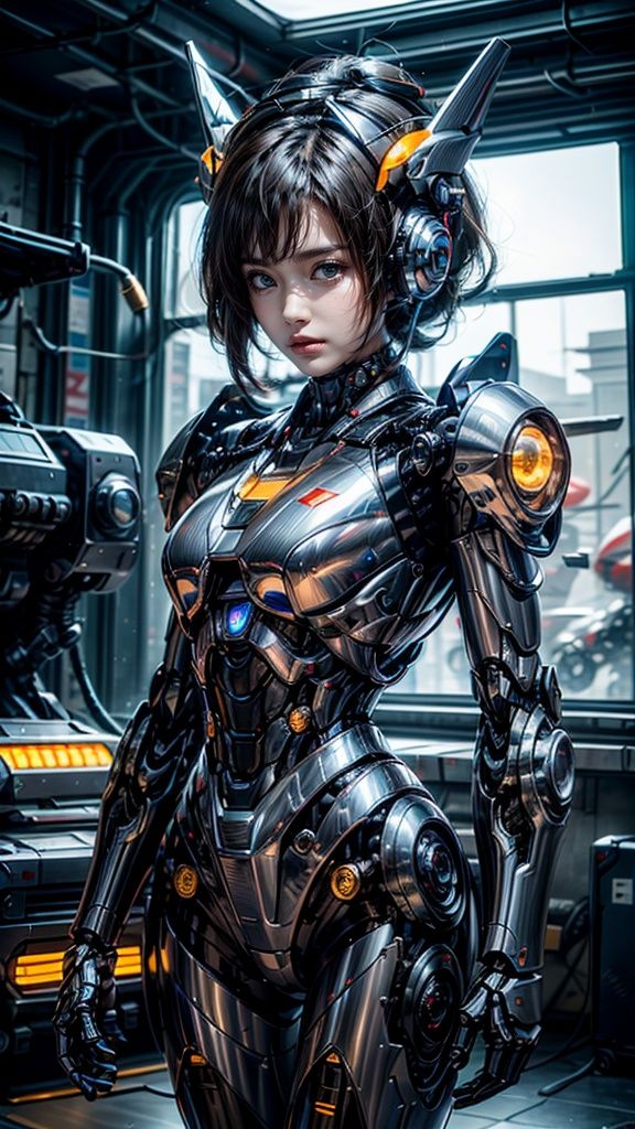 1Girl, (close-up: 1.5), up close, (simple mecha: 1.2), smooth surface mecha, realistic metal surface mecha, silver metal surface mecha, hard surface, solo, details, headphones, (aircraft headgear: 1.5), Glowing, indoor, masterpiece, best quality, movie lighting, professional lighting, solofocus, Sharp focus, movie shadows,