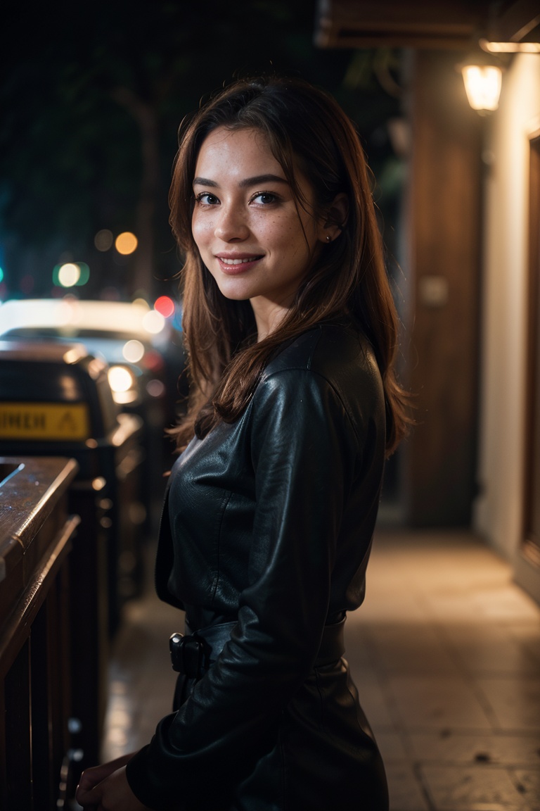 Capture a striking photograph featuring a (Lush Girlfriend) who is also a (Tax collector),  showcasing her warmth with a (...