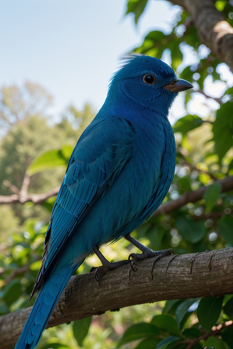 (blue bird),  (sitting on a tree branch),  (close up) on Tensor.Art