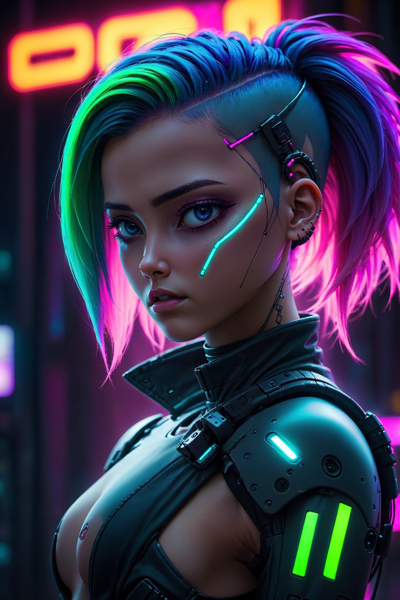 1girl,  futuristic,  Neon on Tensor.Art