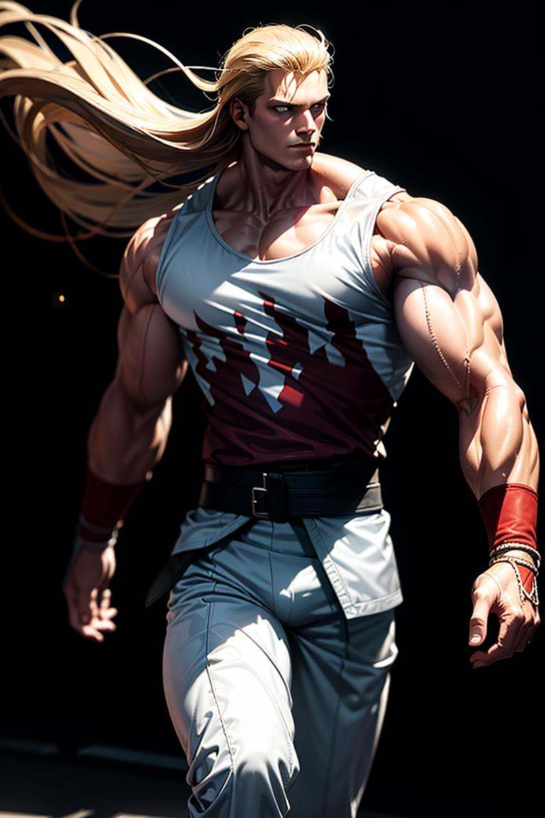 (masterpiece,  best quality:1.2),  man,  solo,  1guy,  sleeveless jumper,  white top,  black belt,  bracelets,  white pants,  boots,  smirk,  (depth of field:1.1),  at night city,  walking,  masterpiece,  highness,  perfect face,  perfect picture,  detailed eyes,  sharp focus,<lora:EMS-94724-EMS:0.920000>