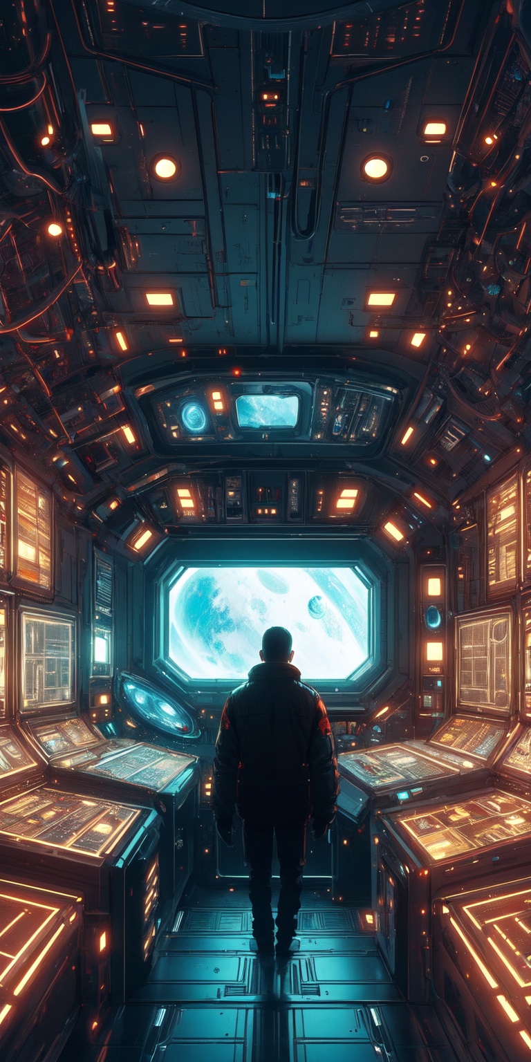 Futuristic room,  science fiction,  looking through the Window on Tensor.Art